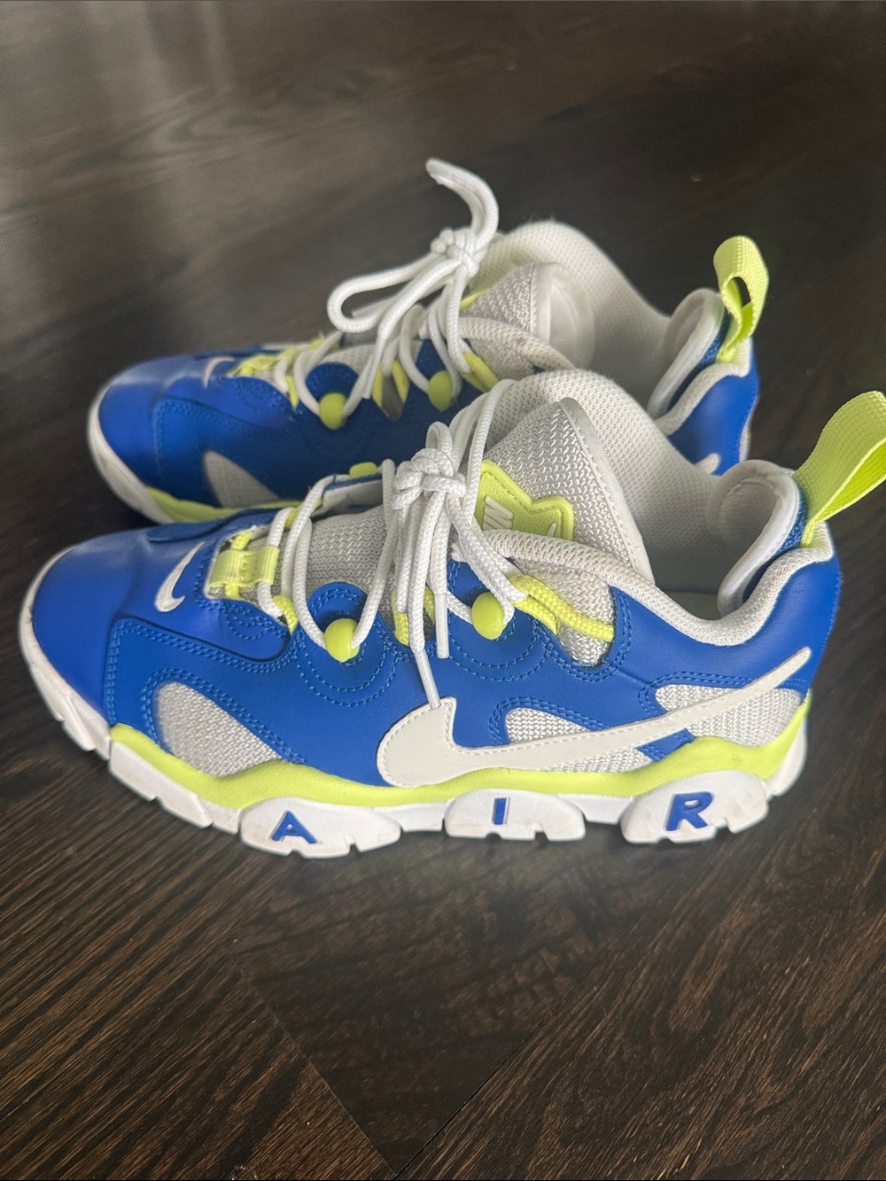 Nike Kids Blue and Neon Green Air Sneakers